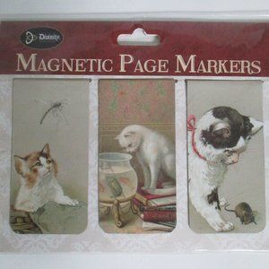 Victorian Cats Magnetic Bookmarks Set of 3 New in Package
